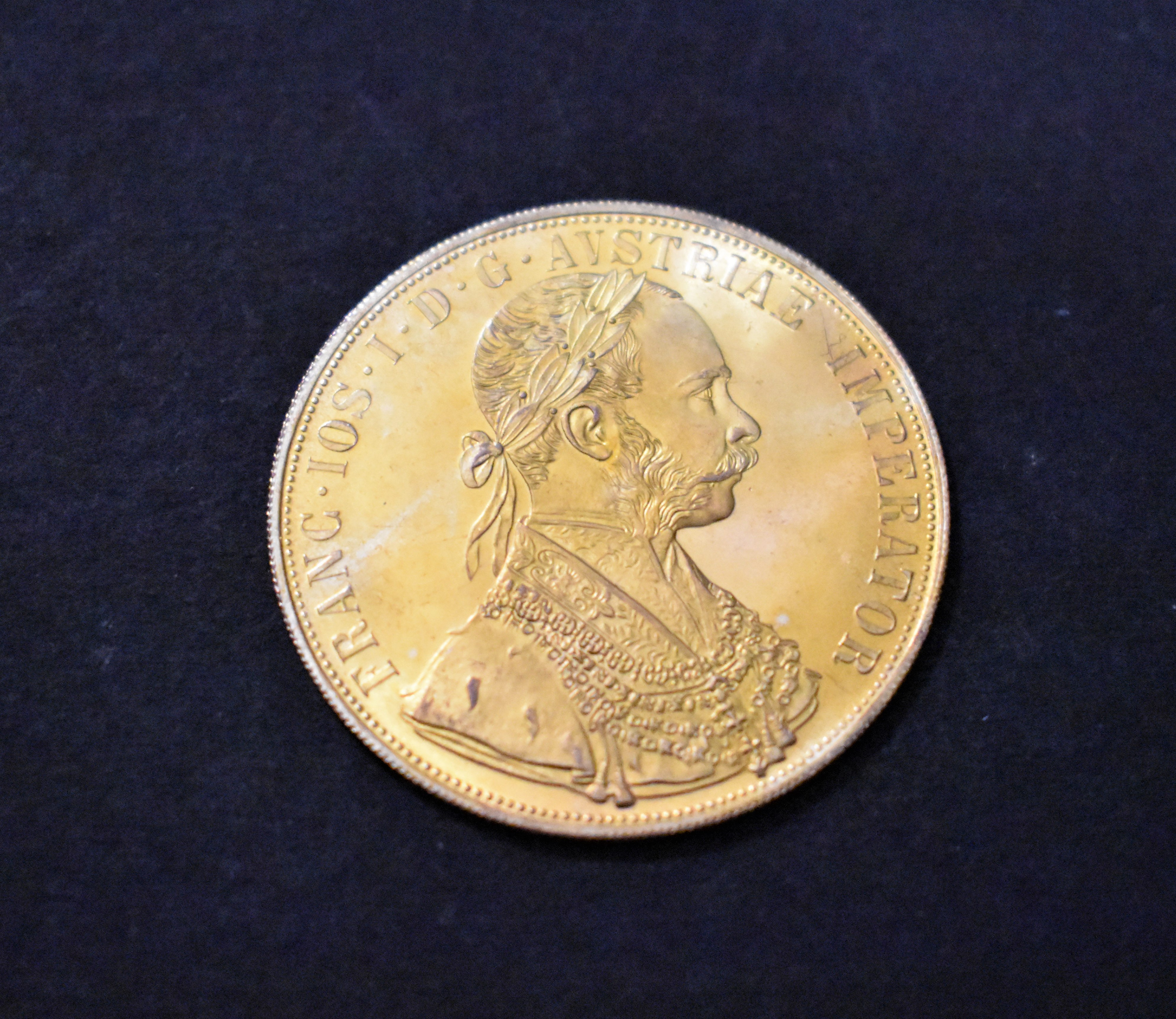 Gold Austria 1915 Restrike Four Ducat Gold Plated on Copper