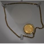 Gold Plated (Retro) USA 1894 Liberty Head Twenty Dollar chain and Mount, approx 19mm Bracelet. All b