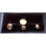 Gold set of (4) Collar Studs Hallmarked Chester 1898, 9ct in original box of purchase.