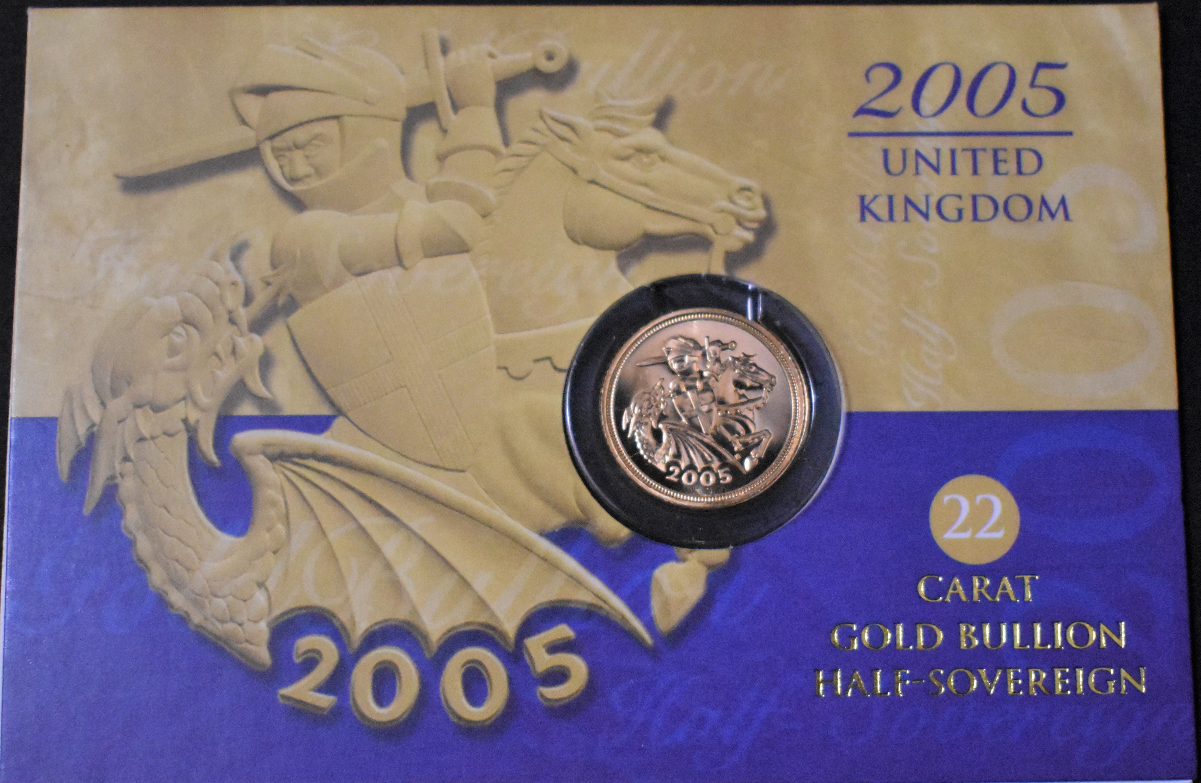 Gold Half Sovereign 2000, Capsule in a Royal Mint information card.