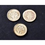Gold USA Dollars 1849 (Genuine), 1853, 1853 and the two 1853 (Gold Plated), (Three Coins)