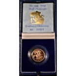 Gold Proof Half Sovereign 1988, Royal Mint 845 of 7074 with certificate.