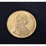 Gold Austria 1915 Restrike Four Ducat Gold Plated on Copper Restrike