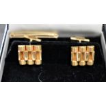 Gold Jewellery 18ct Tie Pin and a Pair of 18ct Gold Cufflinks, boxed. Approx total weight 29 Grams.