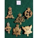 British Corps Cap Badges (6) Royal Army Labour Corps, REME, APC, RAEC, Intelligence corps and