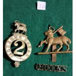 Queen's Royal West Surrey Cap badge and 2nd (The Queen's Own West Surrey) Glengarry Badge