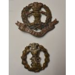 The Middlesex Regiment (Duke of Cambridge's Own) Cap Badge (Bi-metal), with a collar badge.