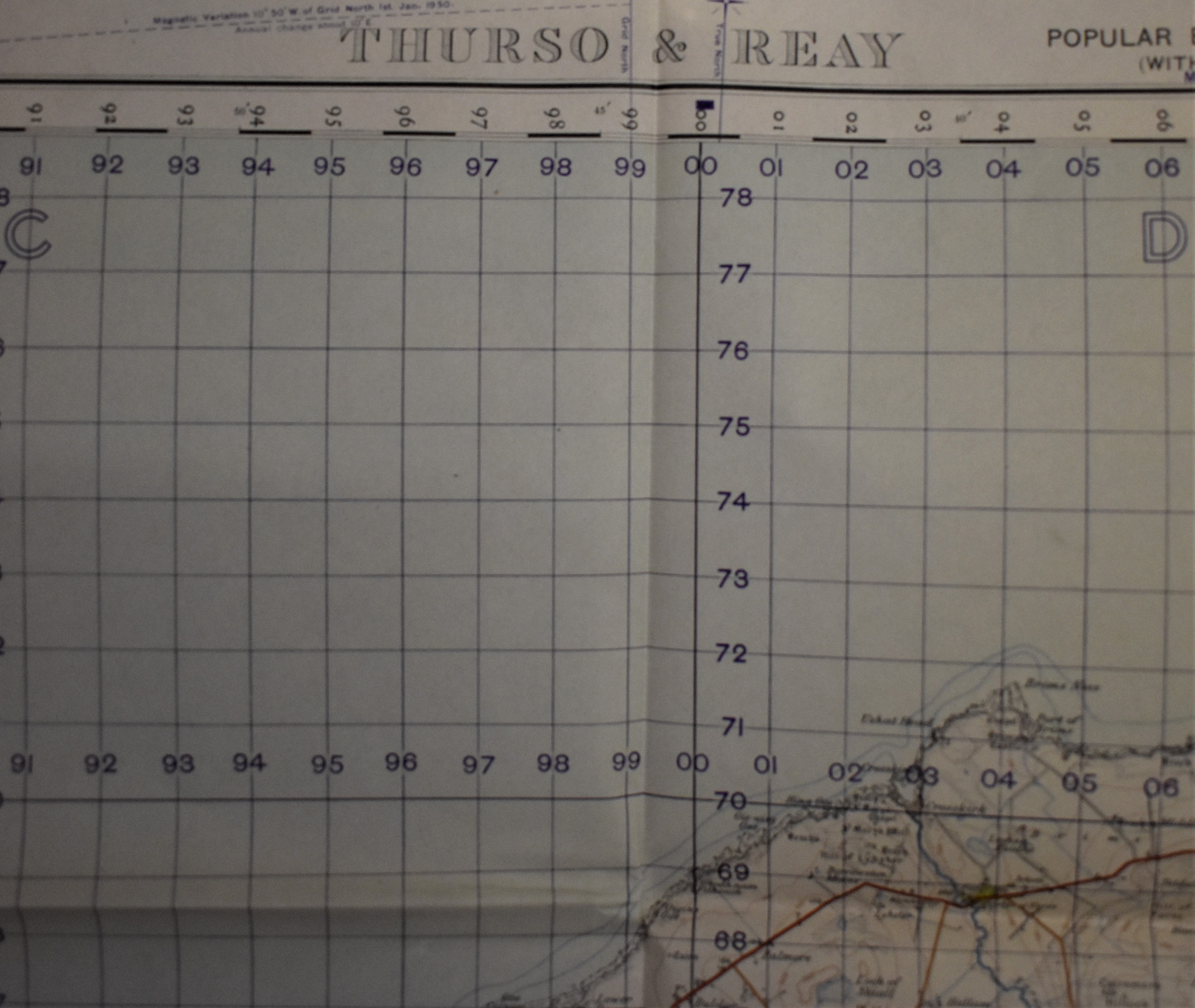 Scotland 'Thirso Reay' War Office Edition, ordnance survey map sheet 11, published in 1950 folded - Image 2 of 2