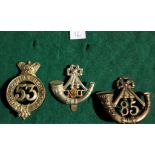 Kings Shropshire Light Infantry Cap Badge Plus two Glengarry Badges 53rd (Shropshire) Regiment of