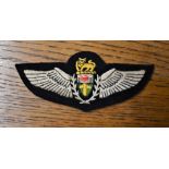 Rhodesian Air Force Pilots Wings Copy Cloth Patch