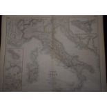 Kingdom of Italy Large detailed double page map with several insets from 'The Royal Illustrated
