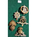 British Regiment Cap Badges (5) Dorset, Worcestershire, North Stafford, Royal Fusiliers and