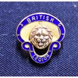 Royal British Legion (Gold and Enamel) the reverse bearing Birmingham 9 carat gold hallmarks for