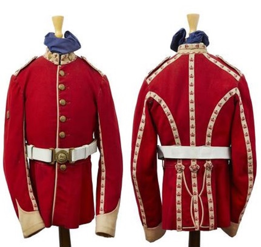 Northamptonshire Regiment. Drummer Boy's Parade Tunic. 1895 Pattern. Small. Scarlet cloth with