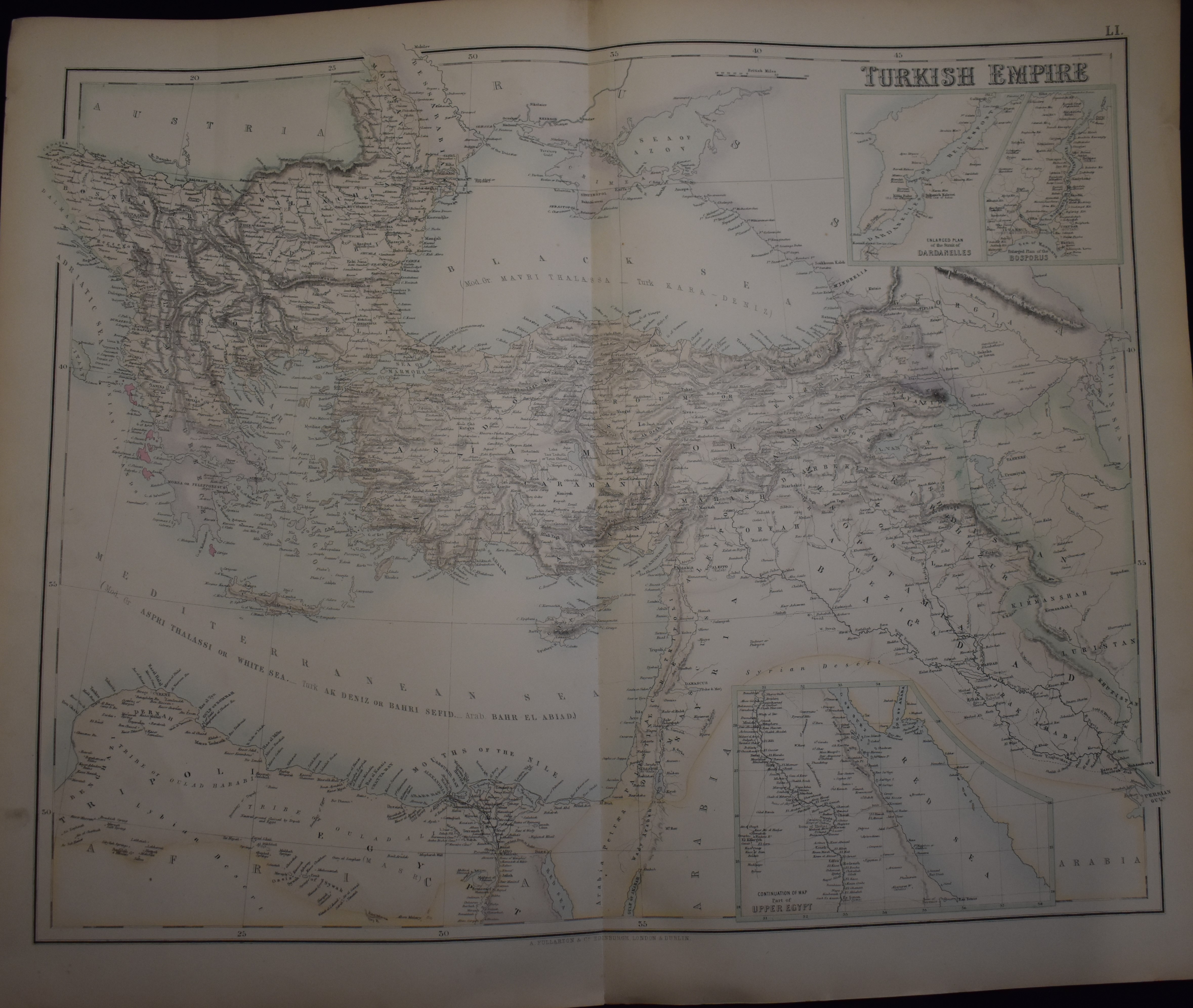 Turkish Empire by A. Fullarton & Co. Edinburgh, London & Dublin, a map from the 1860s detailing - Image 2 of 3