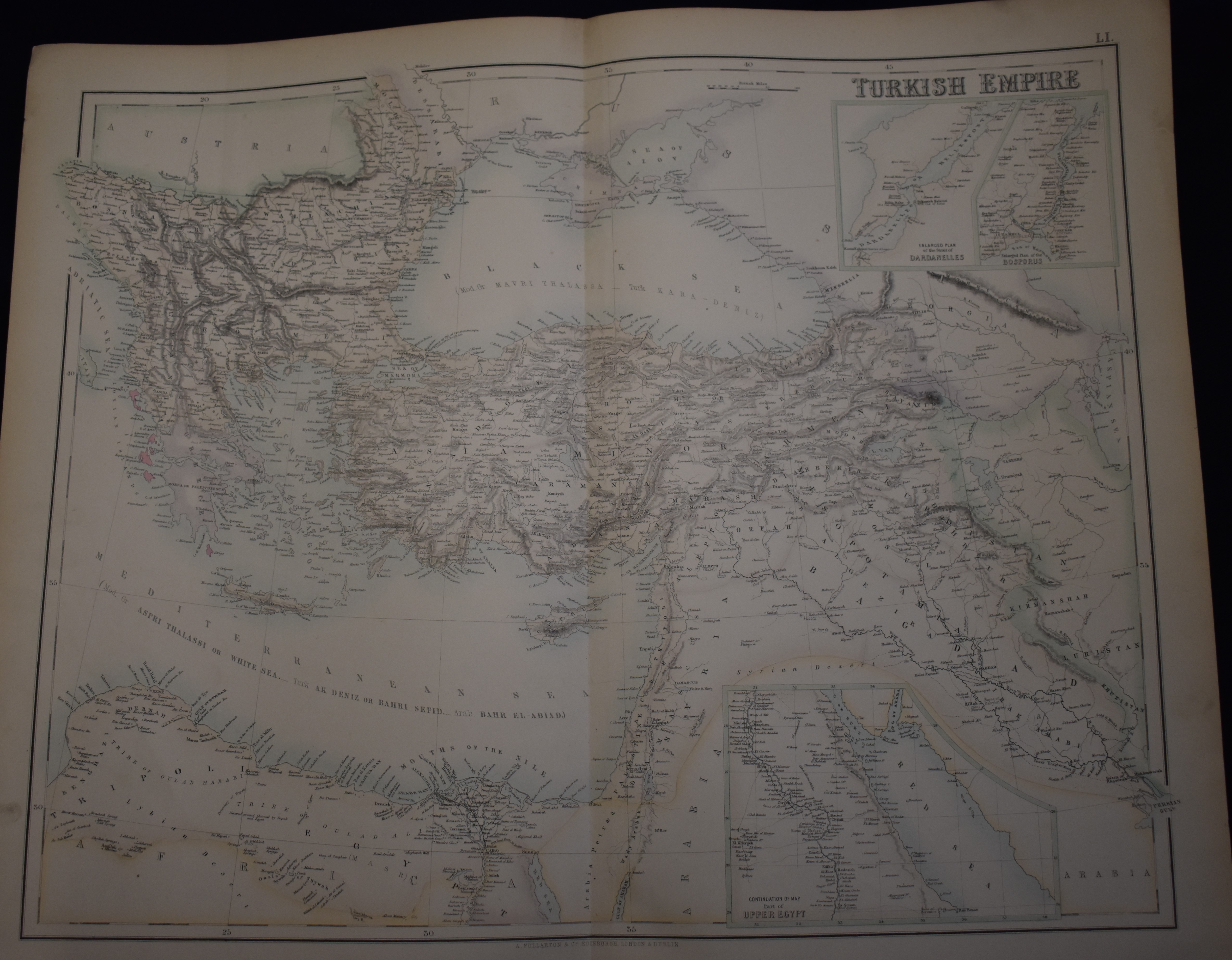 Turkish Empire by A. Fullarton & Co. Edinburgh, London & Dublin, a map from the 1860s detailing