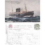 P. &. O. Lines S.S. "Maloja" Tucks Oilette Postcard, India-China-Australia Mail and Passenger