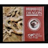 Australia 2012 Silver Dollar, Year of the Dragon (Black and red Dragon) Mint, Boxed with