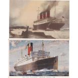 Cunard Line Picture Postcards (2) R.M.S. "Berengaria" and R.M.S. "Laconia" (The New Curnarder), both