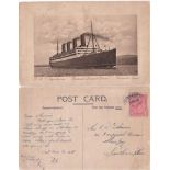 Cunard Line R.M.S. "Aquitania" RP Postcard, Britain's Largest Liner with Southampton Postmark.