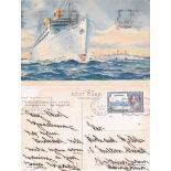 Swedish-American Liners 'Kungsholm-Gripsholm' Picture Postcard, Postmark Hamilton, Bermuda (19