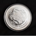 Australia 2012 Silver Dollar, Year of the Dragon, capsuled