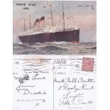 R.M.S. "Celtic" White Star Line Vessel Postcard, 21,026 Tons Twin Screw ship, Oilette by Montague