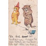 Louis Wain Postcard, used 1904 (Hull Sorting Tender datestamp), Two cats, one a clown amusing the