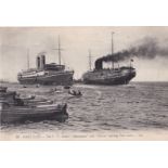 P. & O. Liners "Macedonia" and "Persia" Colour Picture Post Card, Port Said showing the Vessels '