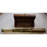 Telescope - Vintage Brass Naval Telescope in a wooden box, in good condition. The lenses in