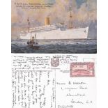 R.M.S. Strathmore P. & O. Lines Vessel Colour Postcard, 23,500 Tons, Carrying First-class and
