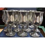 Pewter Chalice Goblets, Sheffield English Pewter made by Wentworth. A set of ten in excellent