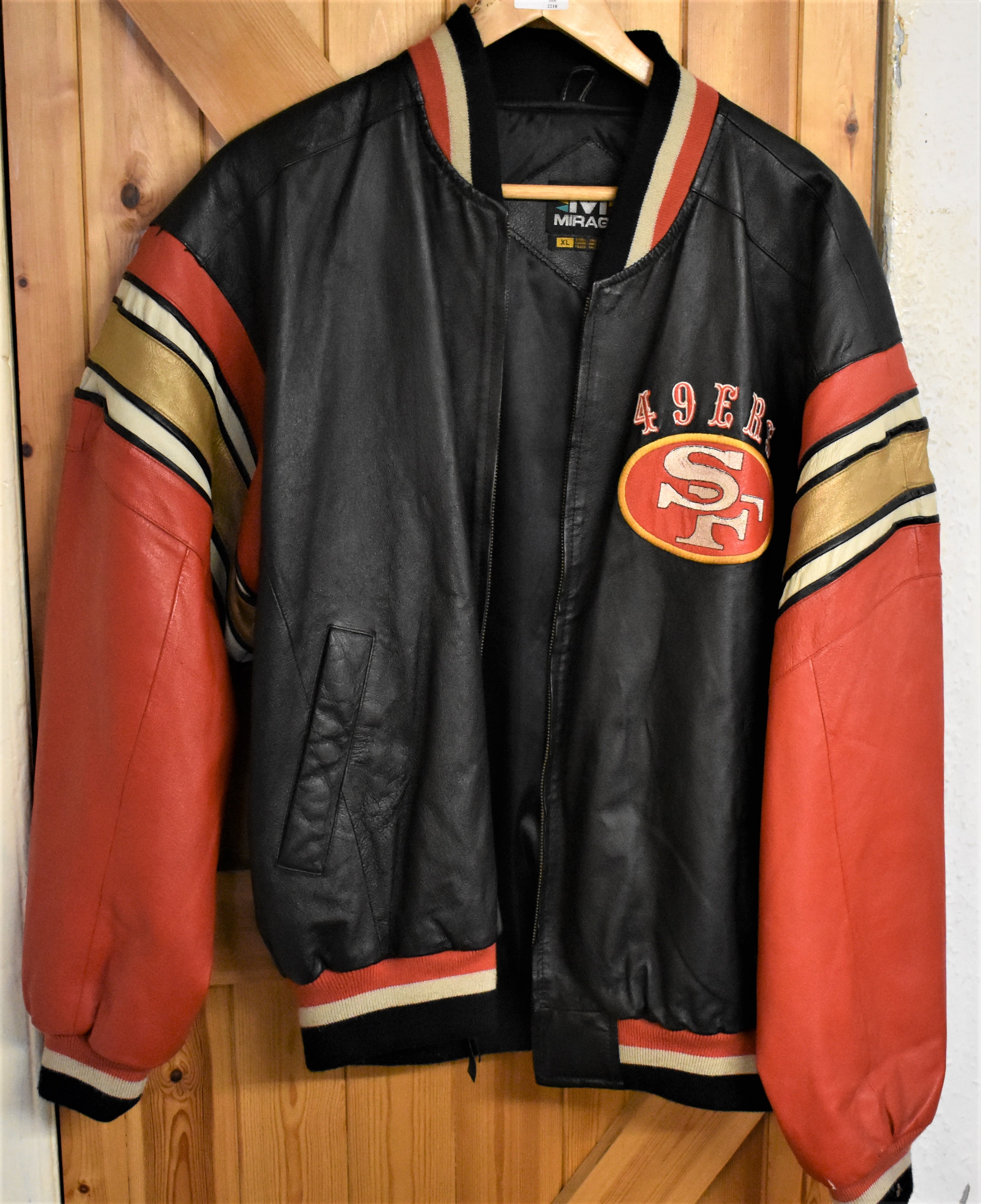 American San Francisco 49er's American Football Leather Varsity Bomber Jacket, Classic Team