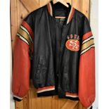American San Francisco 49er's American Football Leather Varsity Bomber Jacket, Classic Team