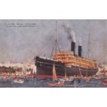 P. &. O. Lines S.S. "Malwa", Colour Postcard, Off Colombo (11,500 Tons, 15,000 Horse-Power),