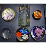 A collection of (6) assorted Glass Flower Paperweights, excellent quality with some very ornate