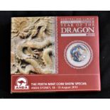 Australia 2012 Silver Dollar (Blue and Yellow Dragon) Boxed with Certificate