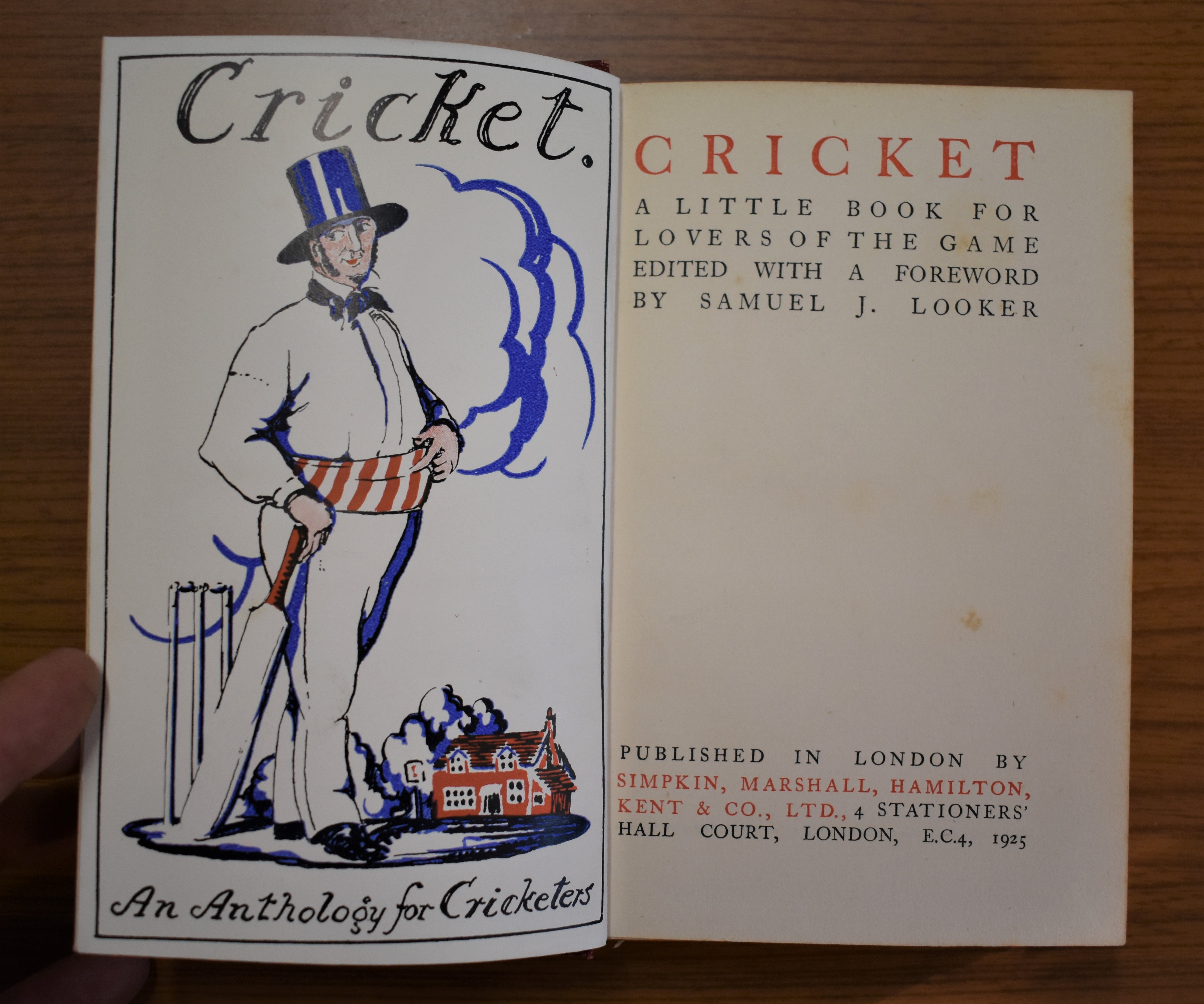 Cricket An Anthology for Cricketers written by S. J. Looker and printed 1925 - Image 2 of 3