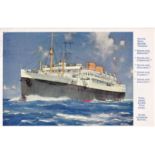 Royal Mail Lines, Ltd RMMV "Highland Monarch" colour artist postcard by Kenneth Sharman 1935,
