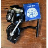 Mitchell 206S Vintage reel with boxed spare reel. Rare and complete with protective pouch