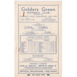 Golders Green v Wealdstone 1936 November 14th Middlesex Charity Cup rusty staple small rust mark