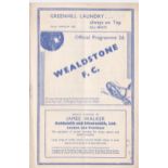 Wealdstone v Southall 1939 April 7th Athenian League Senior Section vertical crease rusty staple