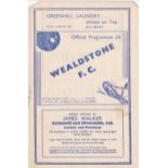 Wealdstone v Tooting & Mitcham 1938 December 10th Athenian League Senior Section rusty staple top