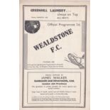 Wealdstone v Tunbridge Wells Rangers 1939 November 11th Friendly vertical crease rusty staple