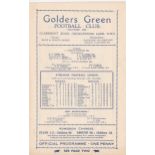 Golders Green v Wealdstone 1936 Boxing Day December 26th Athenian League staple missing team