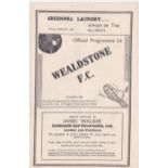 Wealdstone v Golders Green 1939 September 23rd Friendly vertical crease rusty staple score in