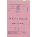 Dulwich Hamlet v Wealdstone 1939 December 9th Friendly horizontal and vertical creases score in