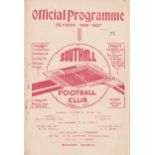 Southall v Wealdstone 1936 September 5th Athenian League vertical fold rusty staple slight toning