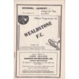 Wealdstone v Golders Green 1939 December 25th Friendly vertical crease score and team change in