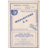 Wealdstone v Fulham 1938 August 31st Friendly rusty staple score and team change in pencil